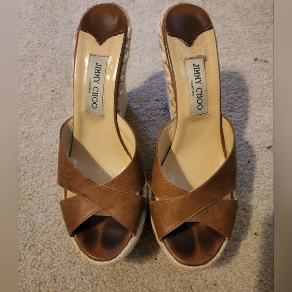 Jimmy Choo Shoes - Size 10 Tan Jimmy Choo Phyllis style wedge sandal
